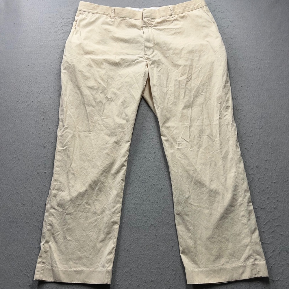 VTG Polo Ralph Lauren Men 40x30 Silk Cotton Blend Chino Pants Beige Straight Leg